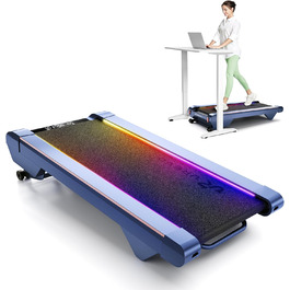 Бігова доріжка UREVO Smart Walking Pad з нахилом 14% для дому, підстільна, розширена бігова поверхня, LED-пульт, тиха безщіткова, швидкісне підсвічування, синій колір