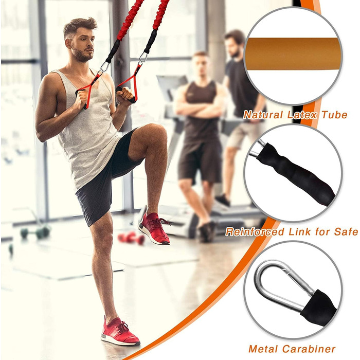 Набір фітнес-гумок CoiTek Premium, 14 шт. з металевими кліпсами, 20-40lbs, з нейлоновими ручками та дверним анкером до 150lbs