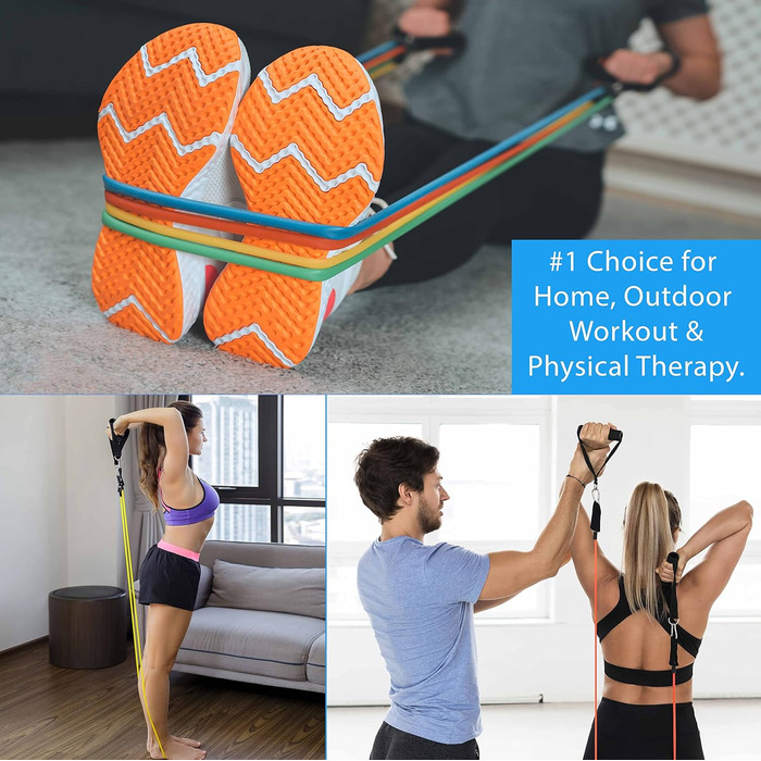 Еластичні резинки для фітнесу Starktape. Професійні гумки для фізіотерапії, йоги, пілатесу, тренувань. Набір кольорів: червоний, чорний, зелений, синій, жовтий. 150 LBS