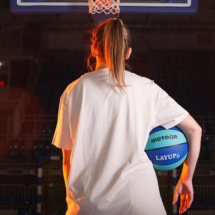 Дитячий баскетбольний м'яч Meteor Layup Kinder Mini, розмір 7 (для чоловіків), розмір 6 (для жінок), блакитний. Підходить для дітей 4-8 років, ідеальний для тренувань. М'який, з надійним зчепленням.