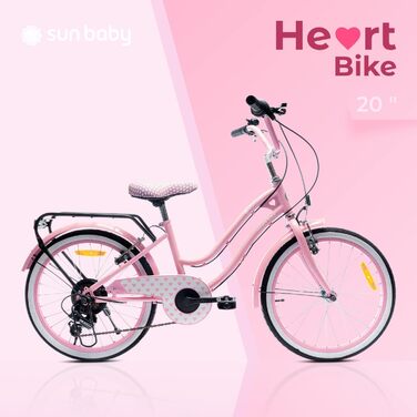 Дитячий велосипед Sun Baby Heart 20 дюймів, 6 швидкостей Shimano, для дівчаток 6-10 років, регульований