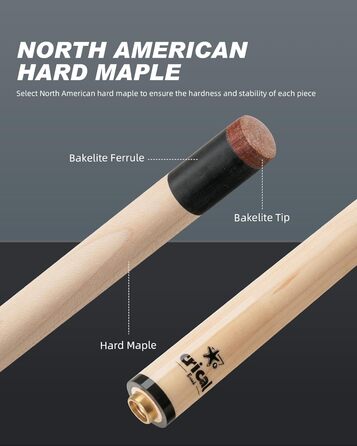 Професійна більярдна/пулова кий Crival Heavy Hitter Jump-Break-Queue, 3-частини, 137.2 см, з кленова дерева, з наконечником 13.2 мм