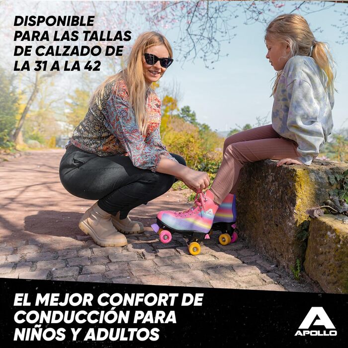 Роликові ковзани Apollo Disco Roller Quad, дитячі та дорослі, регульовані 31-42, LED, танцювальна королева