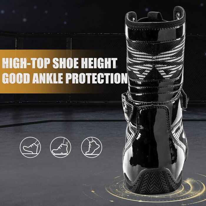 Боксівські кросівки для чоловіків та жінок, професійні боксівські кросівки, Муай Тай, бокс, боксерські черевики. Розмір 40 EU, колір Чорний горіх