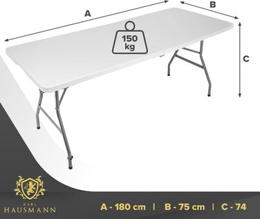 Складаний стіл для кемпінгу Karl Hausmann 180x75x74 см - білий