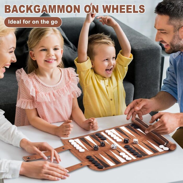 Набір для гри в нарди SGIOO з натуральної шкіри, мікрофібри, з шахами, кубиками та ігровим полем для подорожей, кемпінгу та відпочинку (35.5 * 26 см)