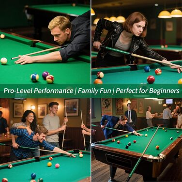 AKLOT Більярдний кий 58' (1.73 м) з канадського клена, 510-600г, з шкіряним наконечником 13 мм, 3D-поїлком та прецизійним з'єднанням, для гравців (зелений, 510г)