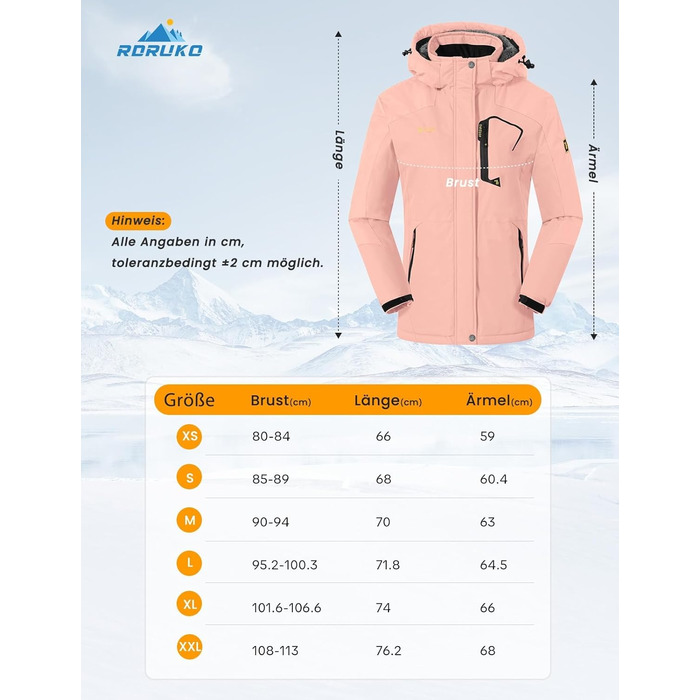 Жіноча тепла зимова куртка Rdruko Softshell з капюшоном, водонепроникна, для сноуборду, рожева, розмір M