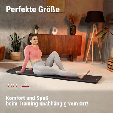 Hop-Sport килимок для гімнастики 190 x 80 x 1,5 см, фітнес-килимок - захист суглобів & протиковзкий, з NBR-піни + ремінь для перенесення, чорний