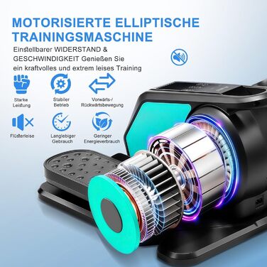 Еліптичний тренажер під стіл EM-03: електричний велотренажер для сидіння з пультом, міні-степер, регульована швидкість, для людей похилого віку та дорослих (блакитний)