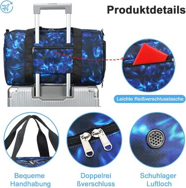 Спортивна сумка LEDAOU для дітей: для плавання, футболу, тренувань. З відділенням для взуття та мокрих речей. Синій колір.