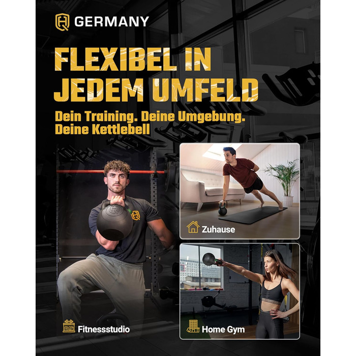 Гантель-гиря HQ Germany® з порошковим покриттям [2-32кг/Набори] - Набір чавунних гирь з точністю ±2% - Кульова гиря, Набір гирь, Преміум гирі з порошковим покриттям 24кг