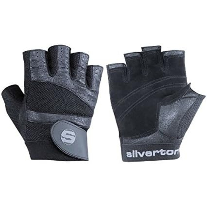 Фітнес рукавички Silverton PRO Plus для чоловіків і жінок, з регульованою застібкою на зап'ясті, шкіряними вставками та подвійною прошивкою – тренувальні рукавички для спорту