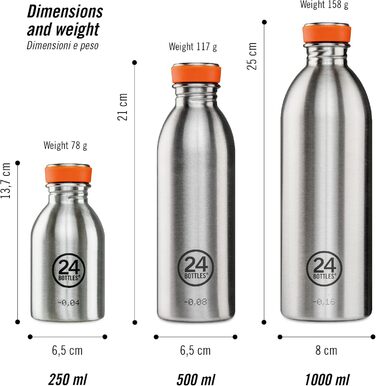 Пляшка для води 24Bottles з нержавіючої сталі 500 мл, легка, неізольована, для роботи, школи та університету (Pachino)