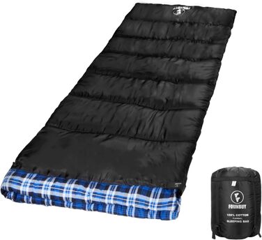 Спальний мішок фланелевий теплий 3-4 сезони XXL з бавовняним підкладком для дорослих, риболовлі, кемпінгу, піших прогулянок, легкий для дому та на вулицю, блакитний, 2lbs наповнювач
