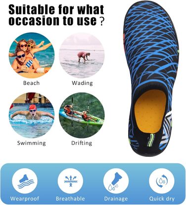 Водні черевики для жінок та чоловіків Tolaler: товсті, неслизькі, швидковисихаючі, міцні та довговічні для пляжу, подорожей та плавання (39 EU, B 03)