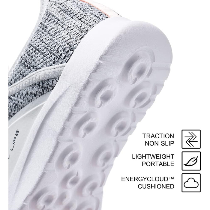 Жіночі кросівки ALEADER Energycloud для прогулянок, активного відпочинку та легкого бігу – зручні сліпони, білий та сірий, розмір 37.5 EU