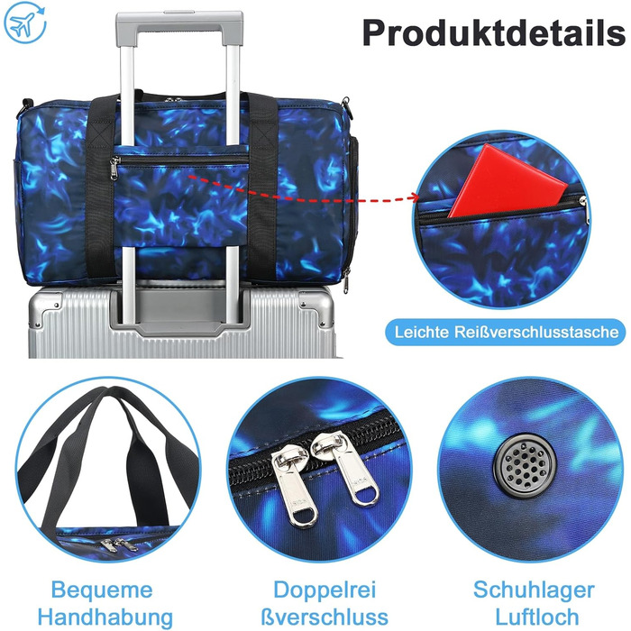 Спортивна сумка LEDAOU для дітей: для плавання, футболу, тренувань. З відділенням для взуття та мокрих речей. Синій колір.