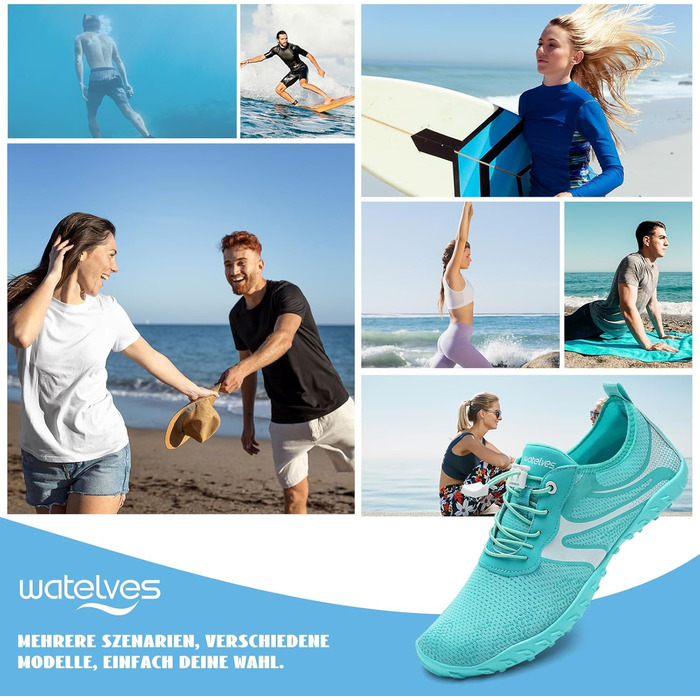 Водні черевики для плавання та відпочинку на пляжі WateLves - чоловічі та жіночі, швидко сохнуть, розмір 36-48 EU, зелені