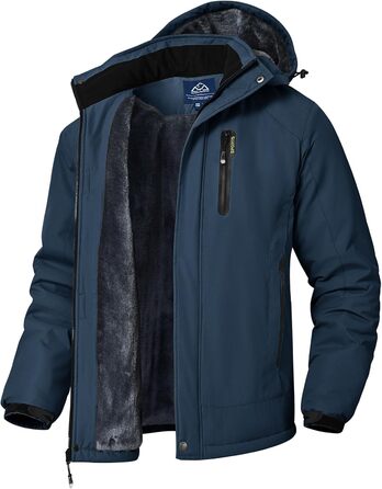 Чоловіча зимова куртка YSENTO: водонепроникна, тепла, з флісовою підкладкою, софтшелл, дихаюча, для катання на лижах та сноуборді з капюшоном (L, Джинсовий синій)
