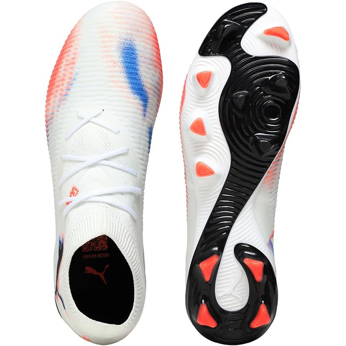 Футбольні бутси PUMA Future 8 Match Fg/Ag для унісекс, 45 EU, білий/чорний/червоний