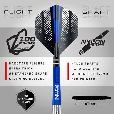 Дротики Red Dragon Razor Edge Softip, вольфрамові, професійні, з крилами та шафтами, 18 г, 3 шт.