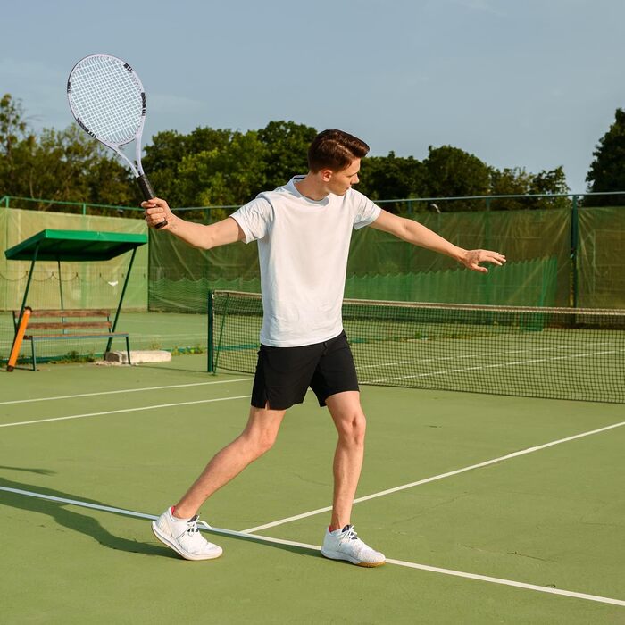 Набір тенісних ракеток для 2 гравців: легкі ракетки для дорослих, початківців та студентів, комплект з сумкою, обмотувальними ручками та тенісними м'ячами (біло/чорний)