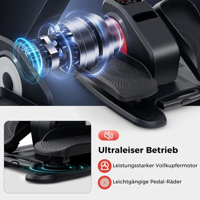 Еліптичний тренажер COSTWAY Mini під стіл, електричний з LED-дисплеєм та пультом, для дому, портативний, червоний