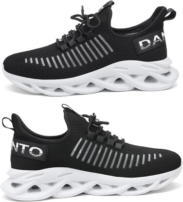 Кросівки для бігу DANNTO - чоловічі та жіночі, спортивні, зручні, дихаючі, з неслизькою підошвою, для занять у залі, фітнесу, вуличної біговій активності, чорно-білі, 46 EU