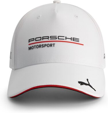 Кепка PUMA Porsche Motorsport з вигнутим козирком та логотипами Porsche Motorsport та спонсорів (біла)