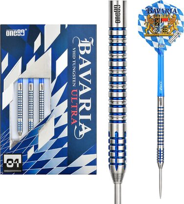 Дротики ONE80 Bavaria Ultra 90% вольфраму для дартсу, сталевий наконечник, набір з флайтами Bayern