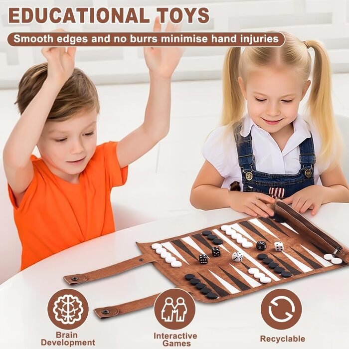 Набір для гри в нарди SGIOO з натуральної шкіри, мікрофібри, з шахами, кубиками та ігровим полем для подорожей, кемпінгу та відпочинку (35.5 * 26 см)