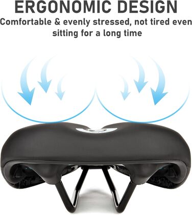 Велосипедне сідло DDK Comfort Plus: комфортне сідло з Memory Foam, що зменшує тиск та амортизує. Підходить для чоловіків та жінок, MTB, шосе, міських та альпійських велосипедів