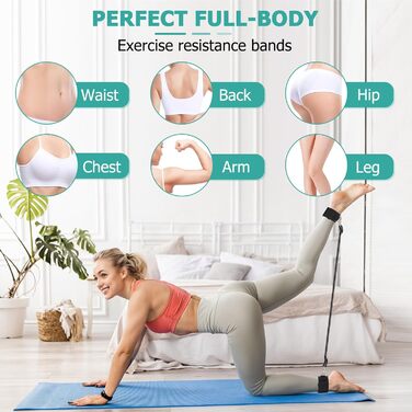 Pilates Bar WenYa з гумовими стрічками для фітнесу (81,6 кг), фіолетовий: набір для пілатесу, йоги, дому та спортзалу з манжетами для ніг та кріпленням на двері