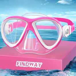 Дитяча маска для плавання та снорклінгу Findway A8, 180° огляд, силікон, антипротікання, для хлопчиків і дівчаток 3-14 років, рожево-біла