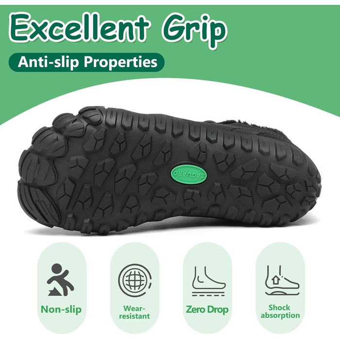 Дитячі зимові шкарпетки-черевики Saguaro, теплі, з підкладкою, для прогулянок, розмір 26-36 (32 EU), чорний