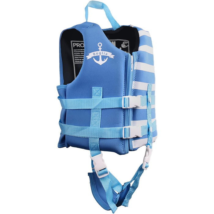 Дитяча куртка для плавання PROTAURI з неопрену, 2-9+ років, 50N, XL (9+ років), блакитна