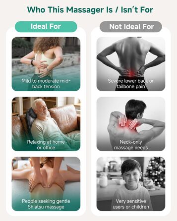 Масажне сидіння Snailax з функцією шиацу для шиї та плечей, масажер спини з підігрівом та вібрацією, крісло-масажер, подарунок для чоловіків та жінок