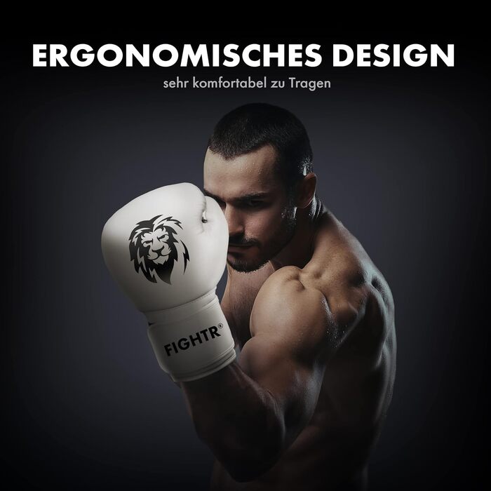 Боксерські рукавички FIGHTR Pro з натуральної шкіри для чоловіків і жінок, 14 унцій, для боксу, MMA, Муай Тай, кікбоксингу, з чохлом, колір білий