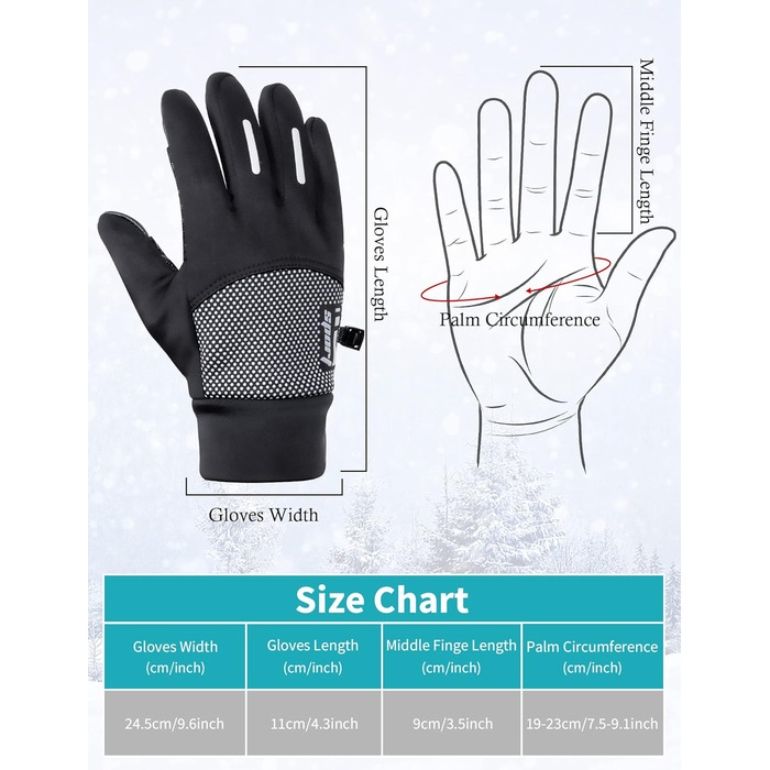 Becellen Велосипедні рукавички чоловічі зимові безпальцеві термо рукавички з сенсорним екраном, неслизькі для велосипеда, мотоцикла, бігу, катання на лижах, активного відпочинку (чорні)