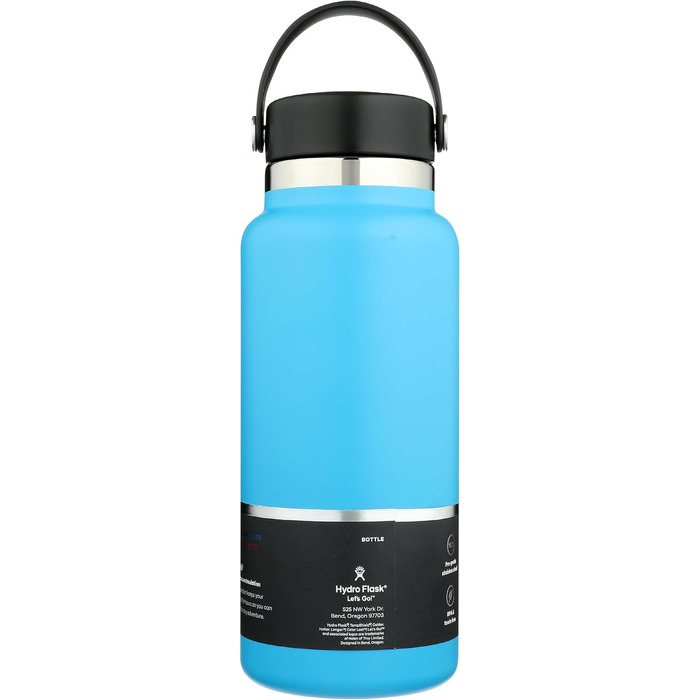 Термос-пляшка Hydro Flask 946 мл зі сталі з вакуумною ізоляцією, герметична кришка Flex Cap та ремінець, Pacific