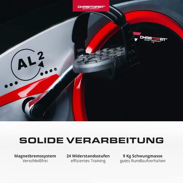 Велотренажер Christopeit Sport AL 2, 24 рівня, до 150 кг, магнітна система 9 кг, LCD-дисплей, сріблястий