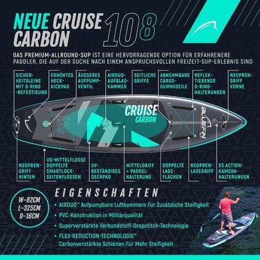 Надувна SUP-дошка Bluefin Cruise 6” з веслом з фібергласу, комплект для каяка, повний набір аксесуарів, гарантія 5 років, різні розміри: для дітей, 10’8, 12’, 15’