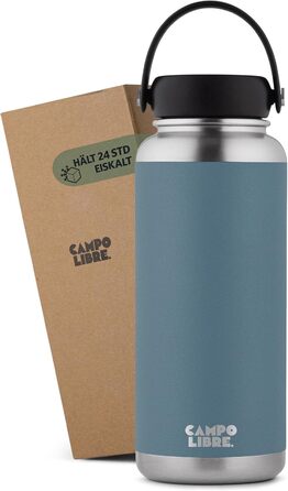 Термос-бутилка Campo Libre Umberto I з нержавіючої сталі, 1 л, 2 л, 400 мл, термобутилка, ізольована пляшка для води, герметична, для газованої води, підходить для миття в посудомийці, 1000 мл, колір Neptune Blue