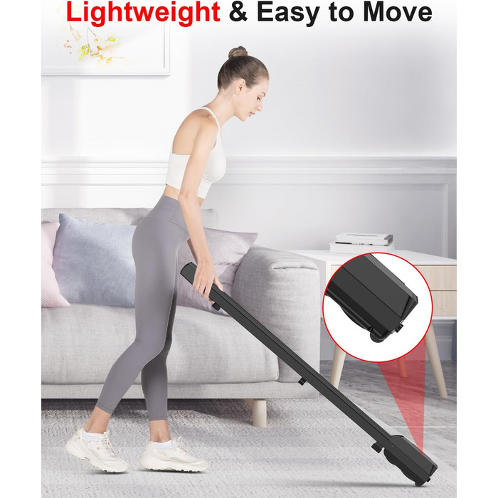 Walking Pad Dskeuzeew 2 в 1 - біговий килимок для дому, електричний, з LED-дисплеєм та пультом керування, чорний