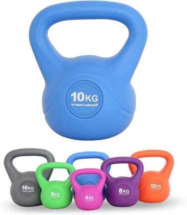 Гиря Train Hard 10 кг блакитна, студійна якість для фітнесу, кросфіту та домашніх тренувань