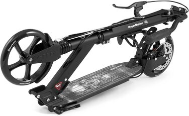 Самокат дитячий та підлітковий HyperMotion Vibe алюмінієвий, до 100 кг, складний, з регульованим кермом, колеса 200 мм, підшипники ABEC-7, чорний з дизайном черепа