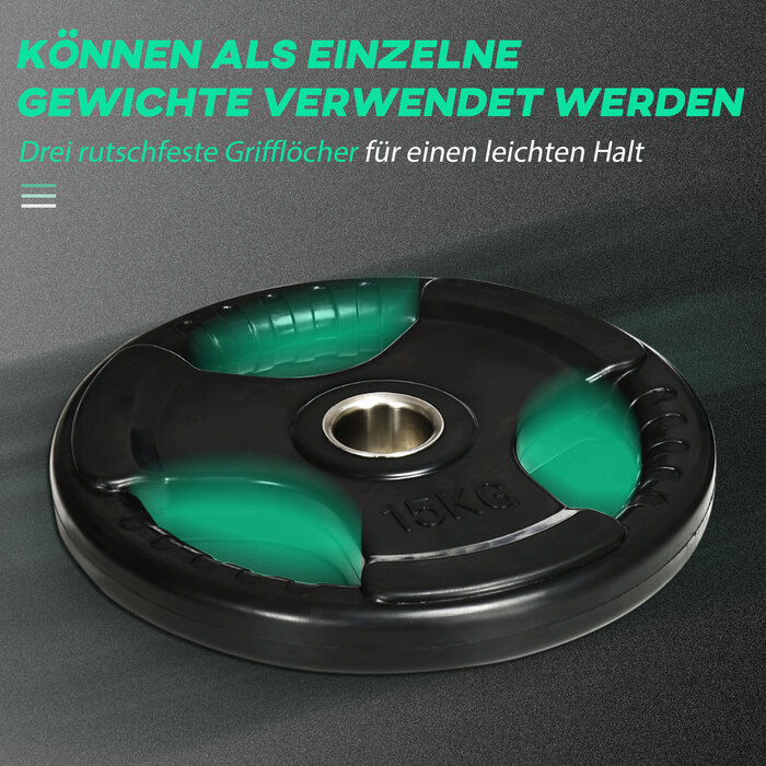 Набір гантелевих дисків SportNow, 2 шт., 15 кг кожен, з трьома ручками, захисне гумове покриття, метал.