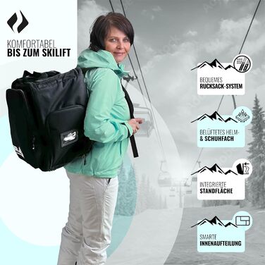 Рюкзак для лижних черевиків Driver13 з відділенням для шолома. Підходить для лиж, сноуборду, роликів та чоботів. Оригінальний рюкзак з 2007 року, чорний.