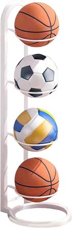 Стійка для зберігання м'ячів: баскетбол, футбол, волейбол - металева, 4 шари, біла